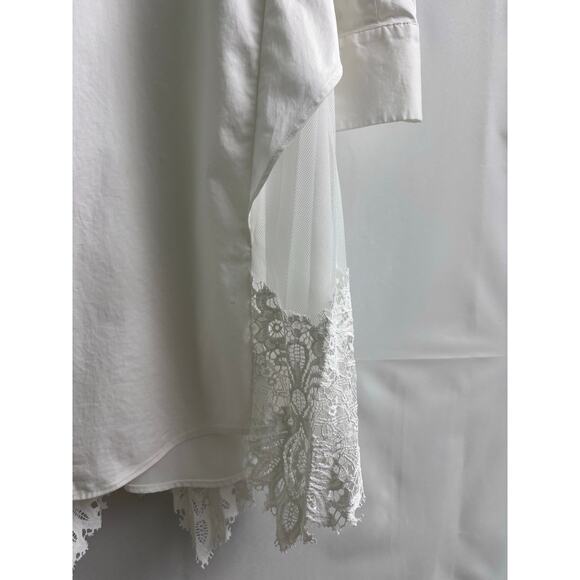 ALLSAINTS Iris Lace Cotton Blend Button Up White Shirt Dress Size M - Picture 5 of 12